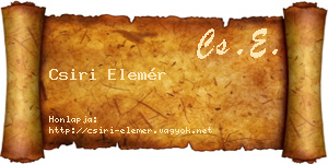 Csiri Elemér névjegykártya